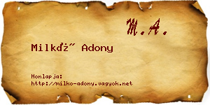 Milkó Adony névjegykártya